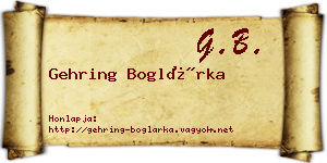 Gehring Boglárka névjegykártya