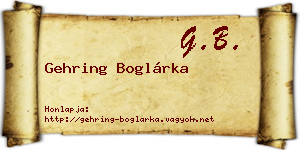 Gehring Boglárka névjegykártya
